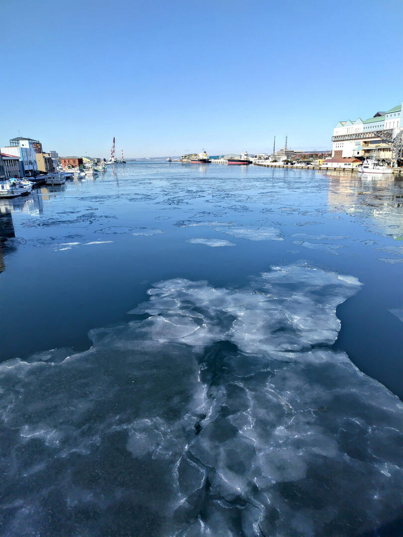The frozen Kushiro Port of my hometown